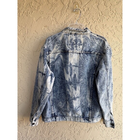 Rolling Paper Vintage Large Distressed Acid Wash Denim Women’s Jean Jacket Boho - Picture 7 of 13